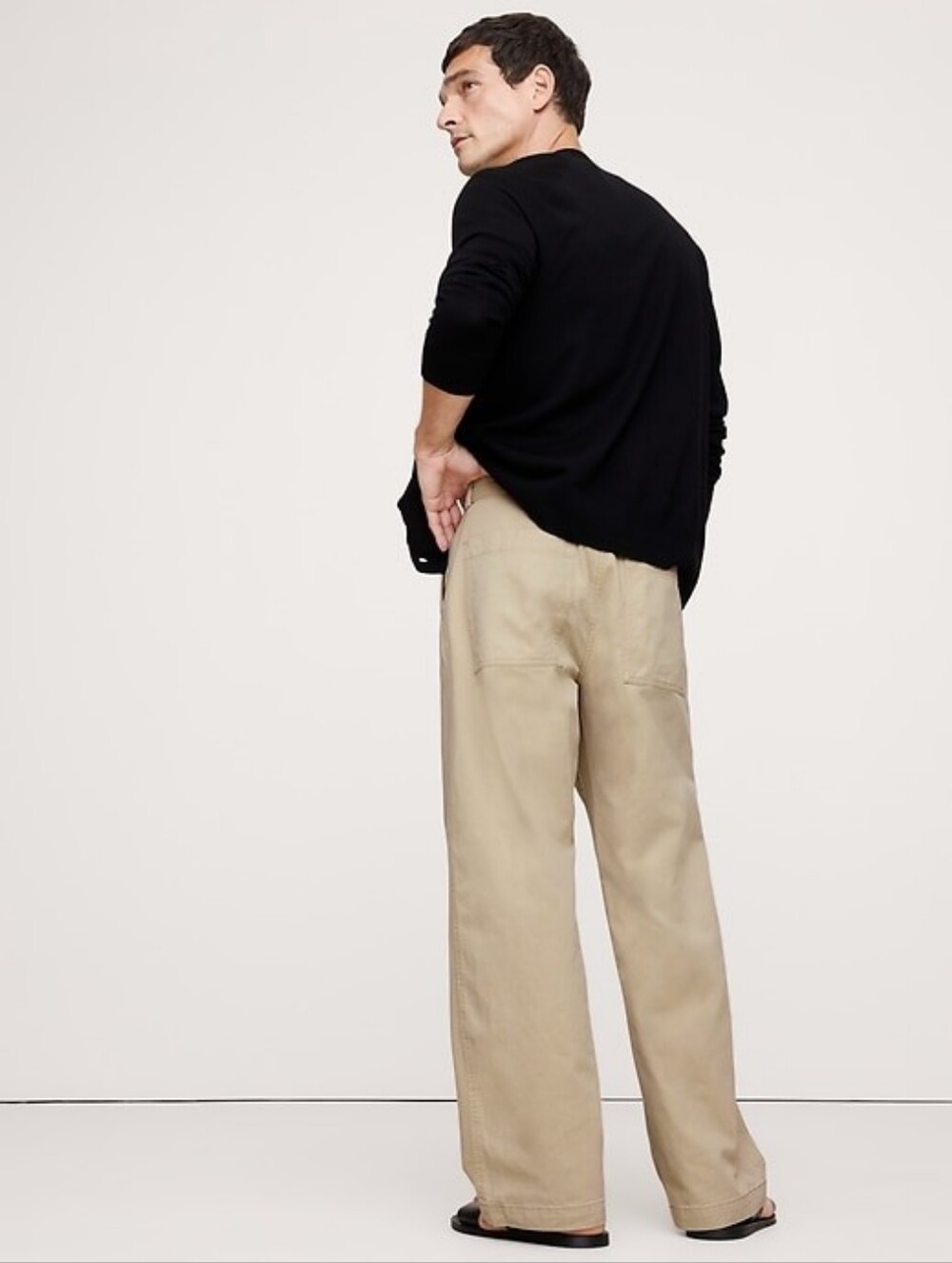 Banana Rebublic Loose Mens Chino Pants Lightweight Beige Stripes W33 L32